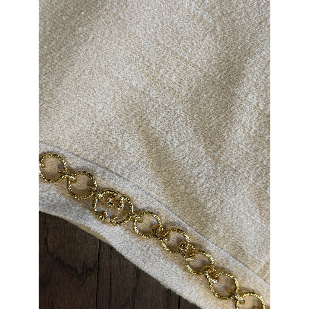 Gucci Chain Embellished Bouclé Mini Skirt White IT 36 NWT