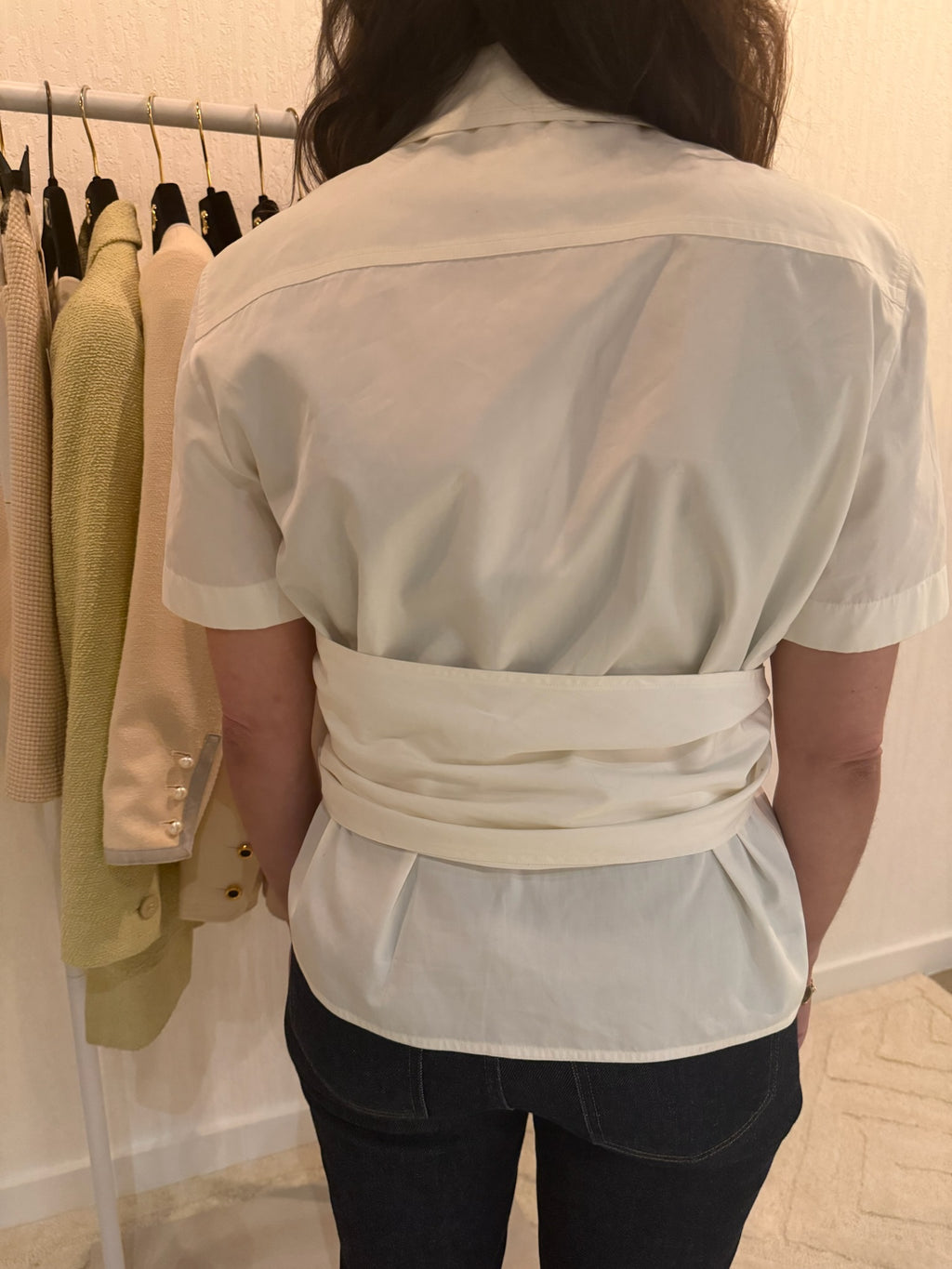 Chanel Spring 2001 Button-Up Top FR40 | Off White Blouse