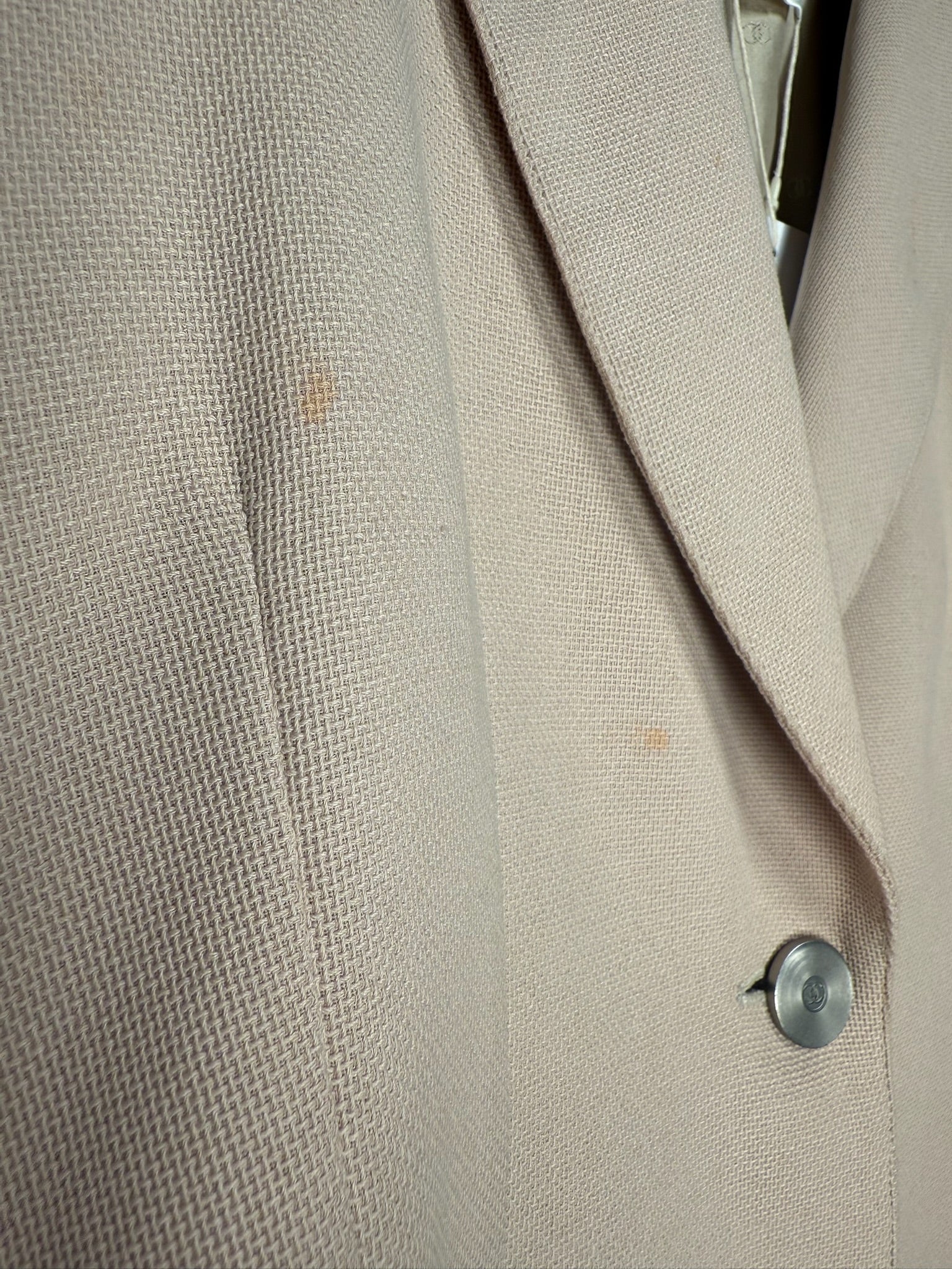 Chanel 1998 CC Logo Cotton One Button Blazer FR38
