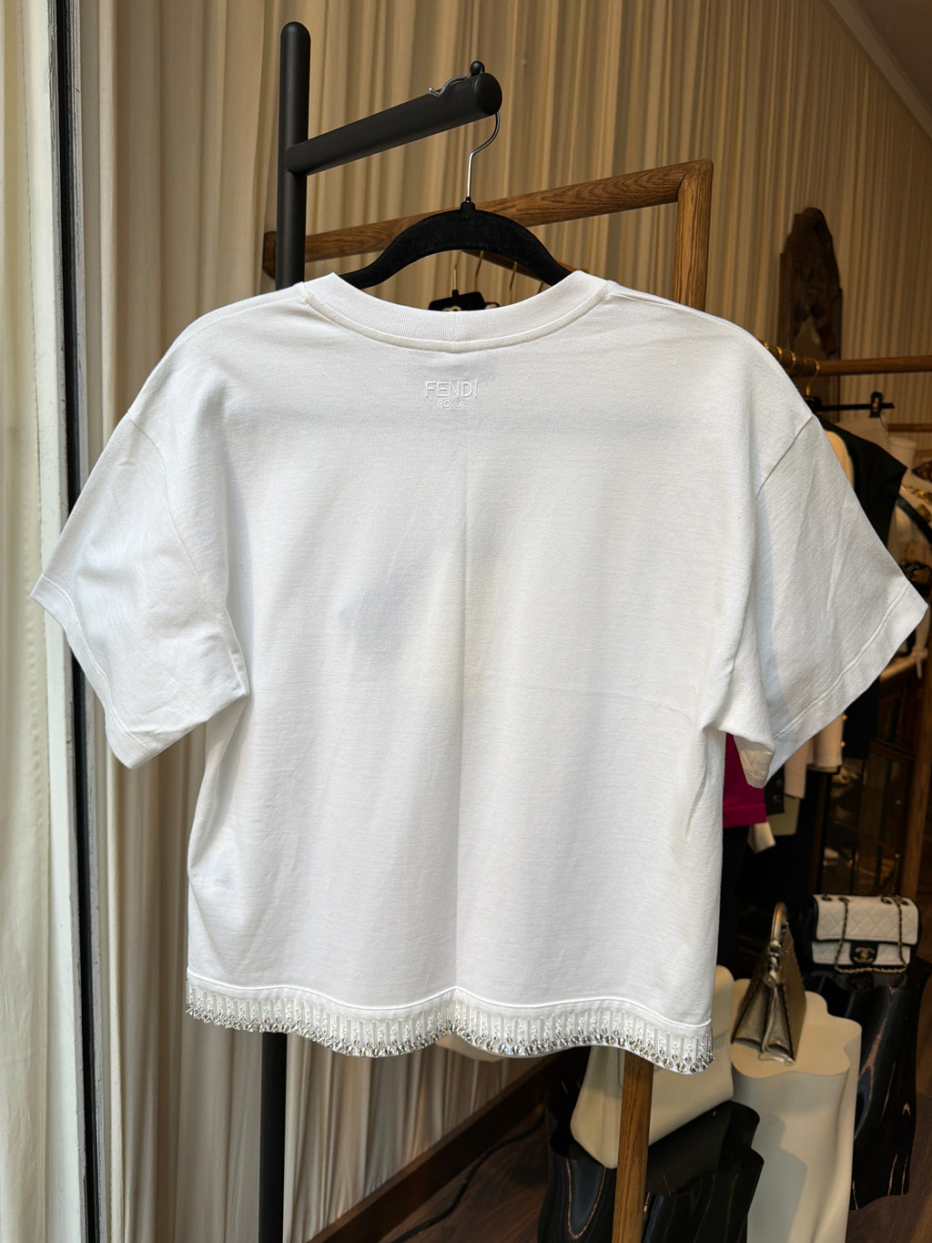 Fendi White Knitted Shirt Luxury Knit Top Size S