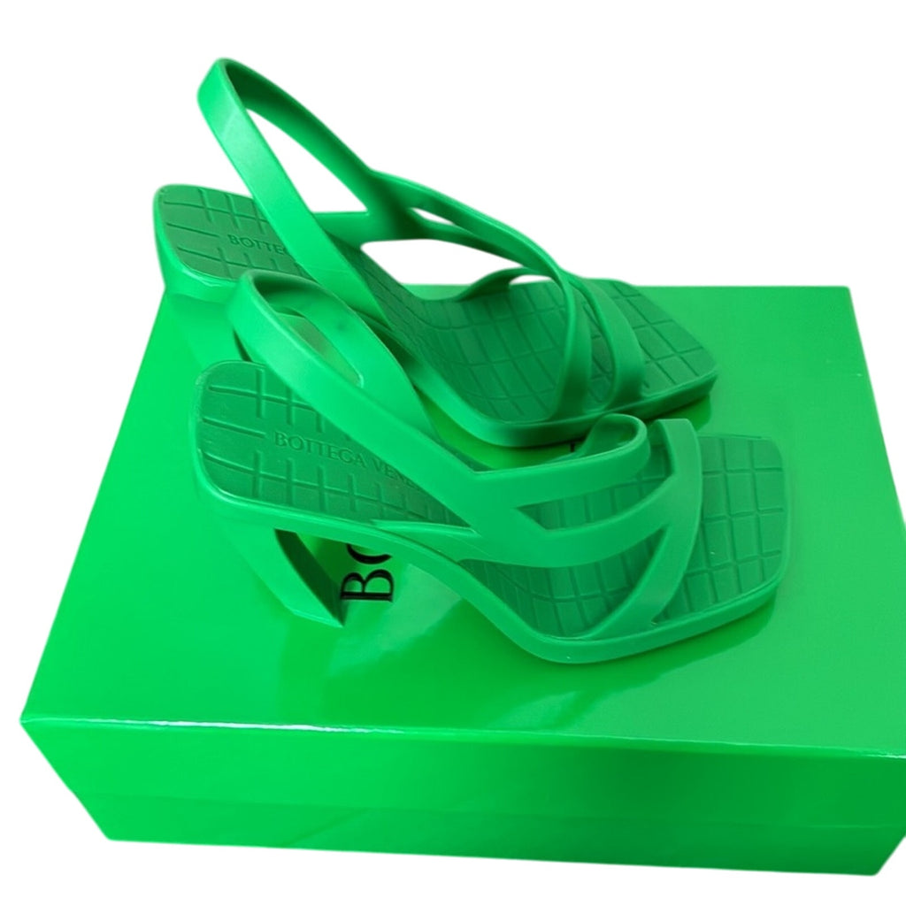 Bottega Veneta Jimbo Rubber Slingback Sandals Parakeet Green BNIB 38