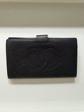 Chanel Black CC Logo French Caviar Leather Wallet