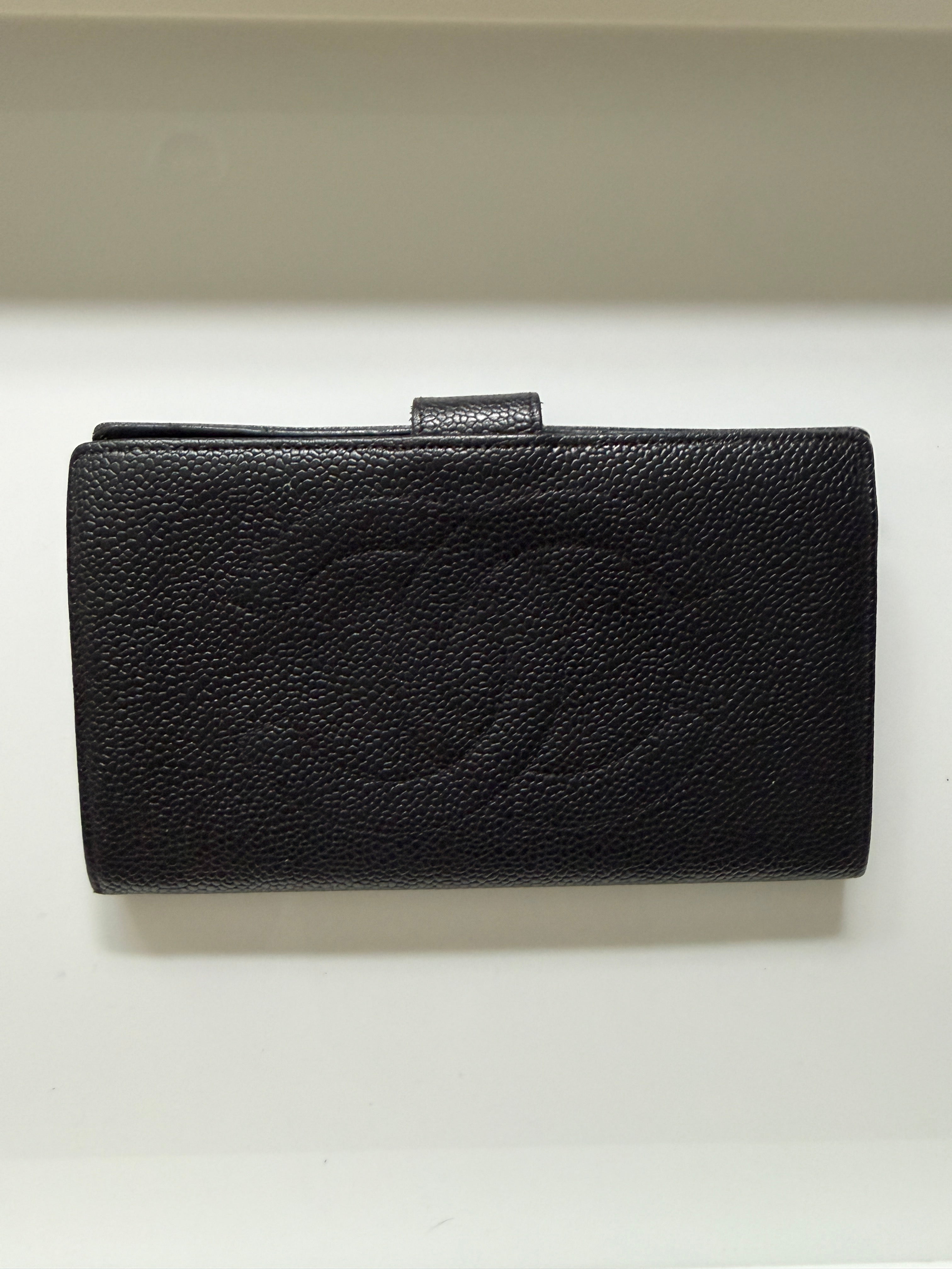 Chanel Black CC Logo French Caviar Leather Wallet