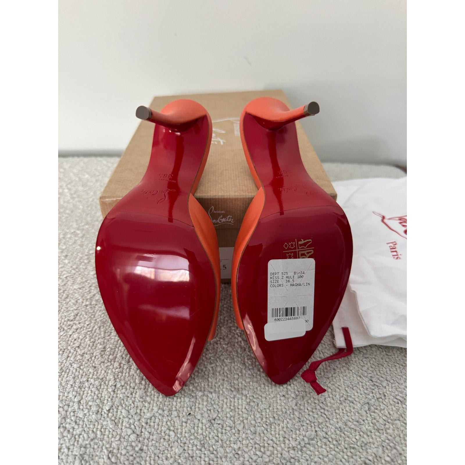 Christian Louboutin
Women’s 100mm Miss Z Leather Mule Sandals SIZE 36.5