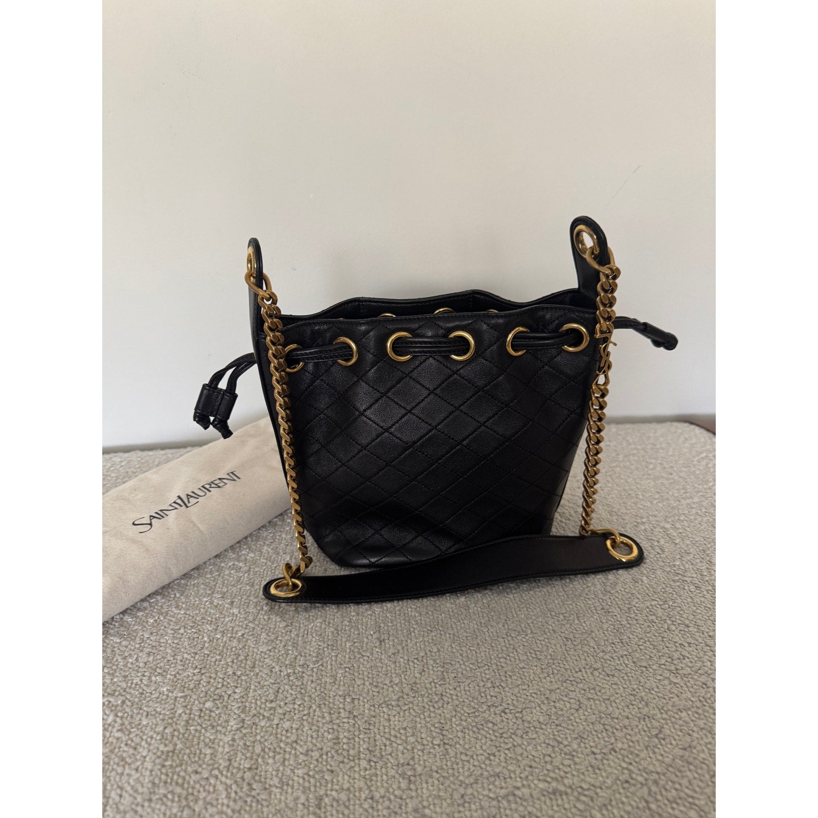 SAINT LAURENT Small Cassandre Quilted Bucket Bag NWT