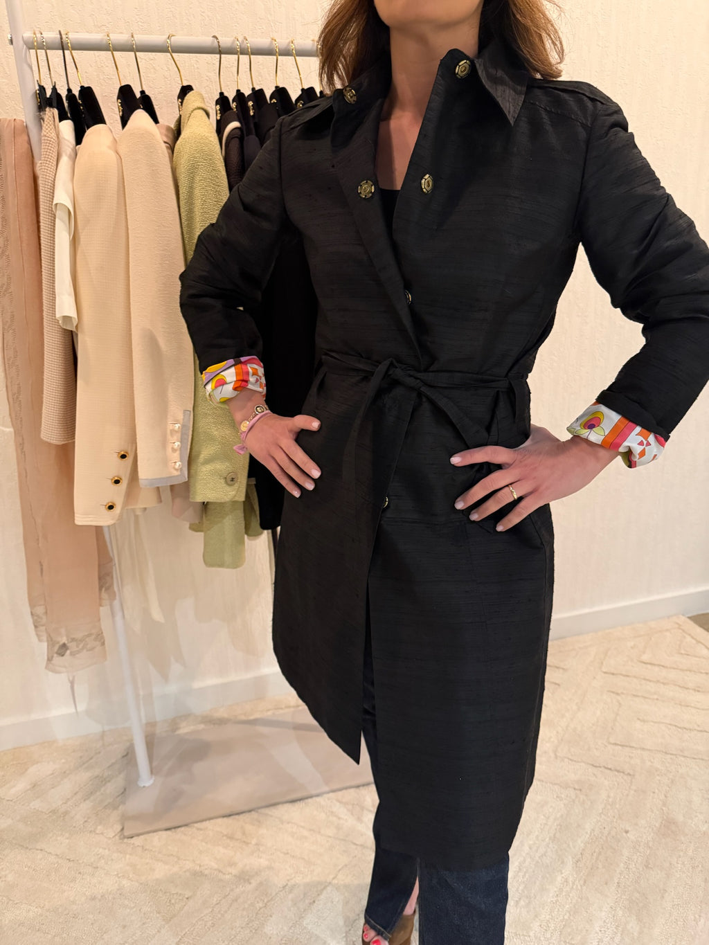 Dolce & Gabbana Black Jacket with Colorful Printed Silk Lining | IT 42 US 6