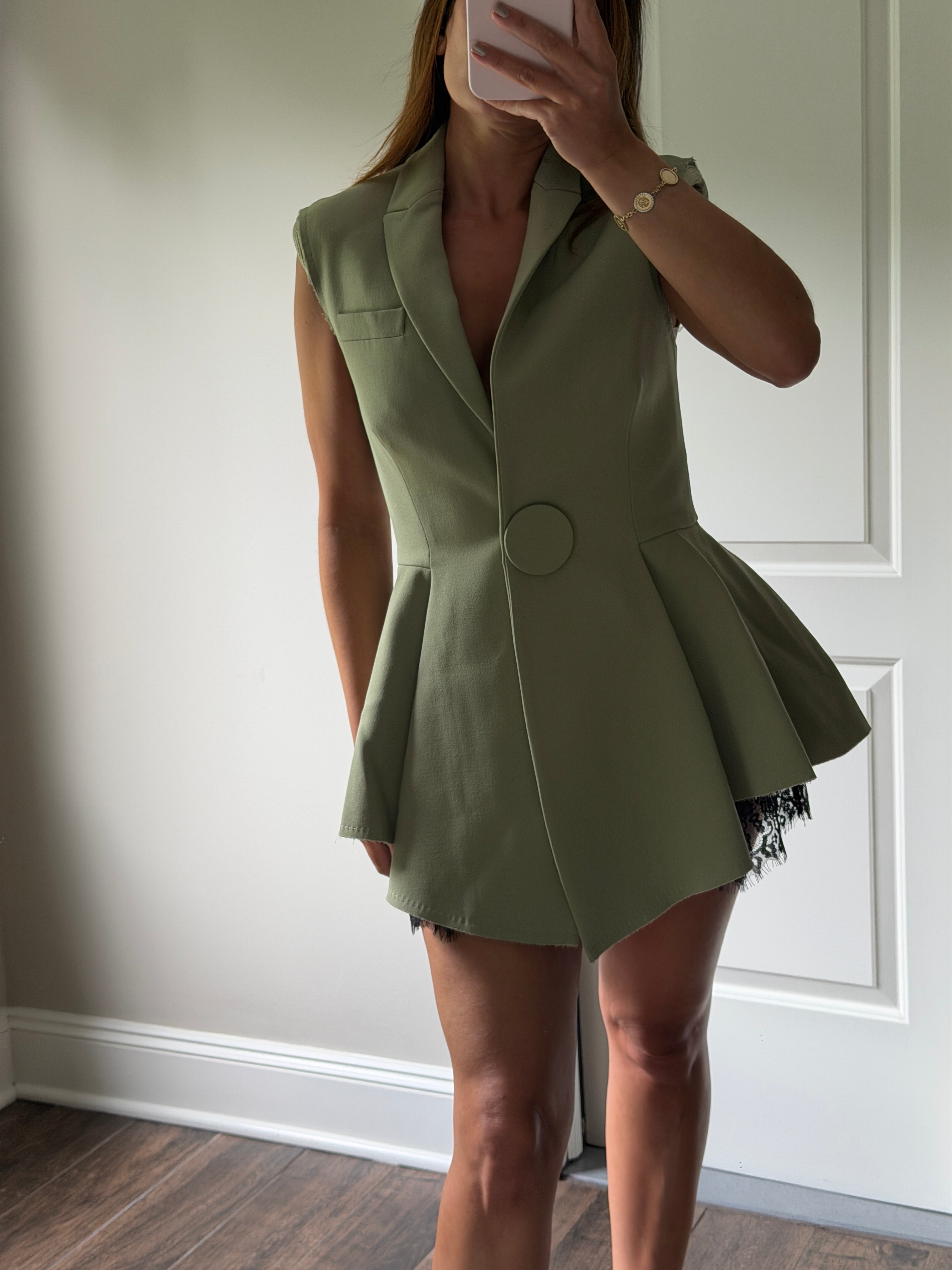 Givenchy Raw Hem Green Vest