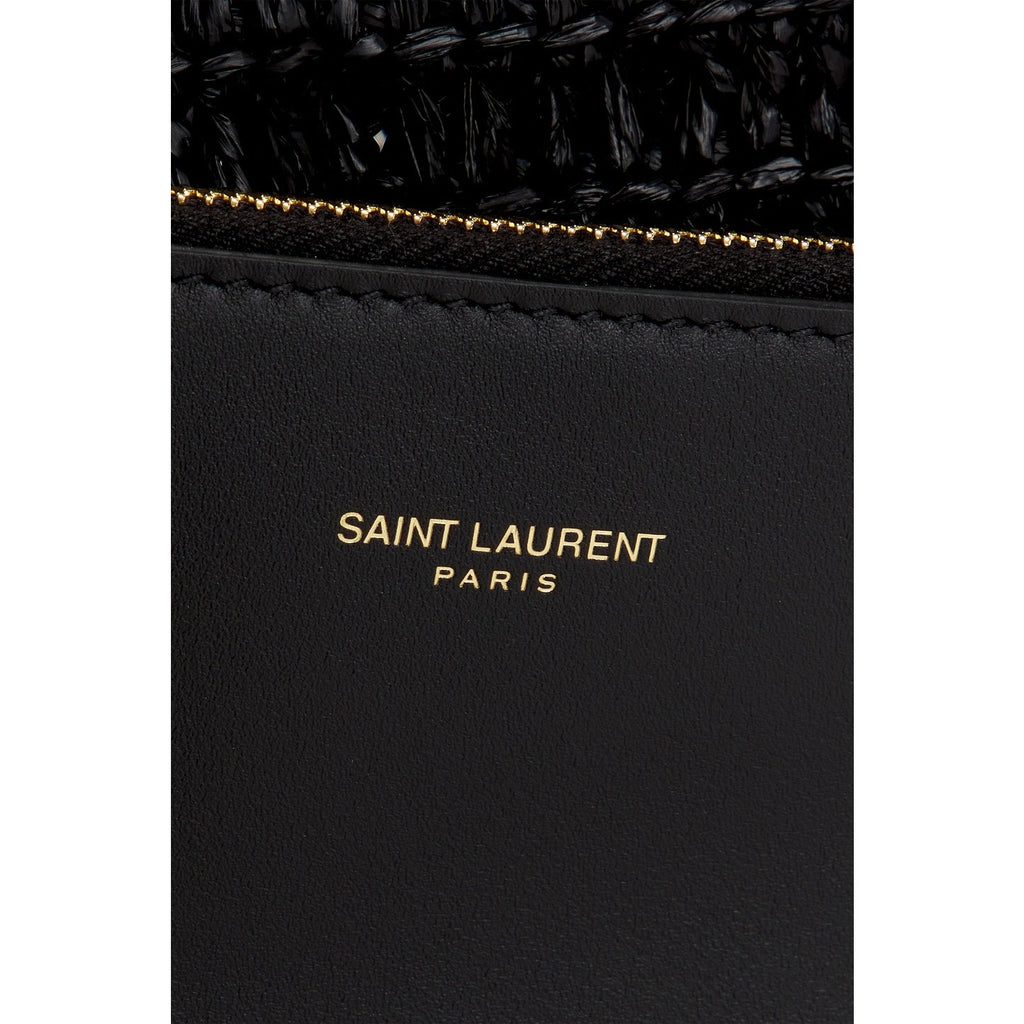 Saint Laurent Small Le 5 A 7 Hobo Crochet Leather Bag Black NWT