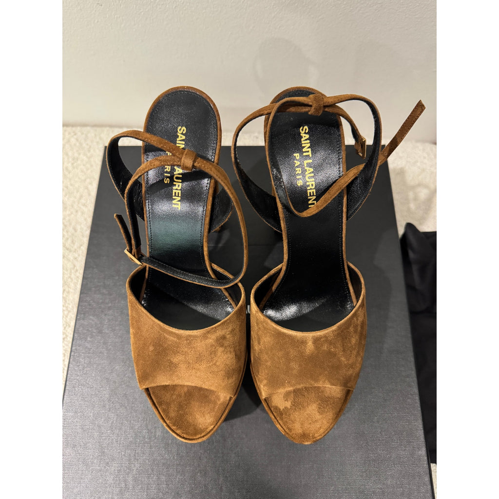 SAINT LAURENT JODIE PLATFORM SANDALS IN SUEDE LAND BNIB 39.5