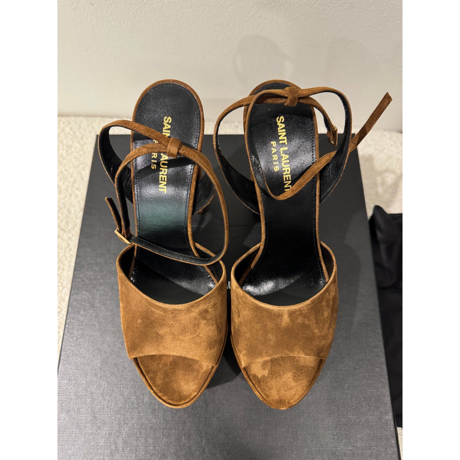 SAINT LAURENT JODIE PLATFORM SANDALS IN SUEDE LAND BNIB 39.5
