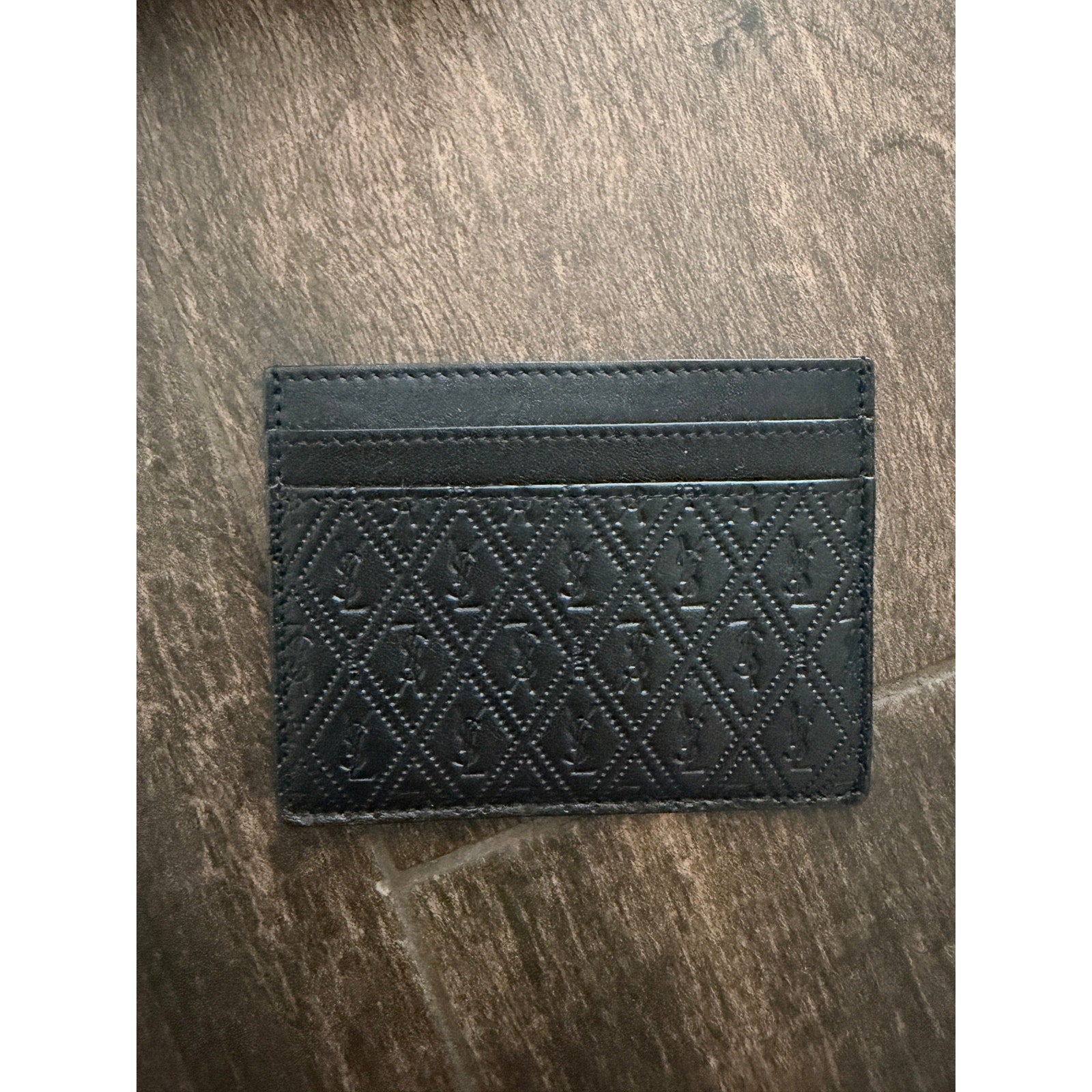 Saint Laurent YSL All Over Monogram Leather Card Holder Black Card Case BNIB