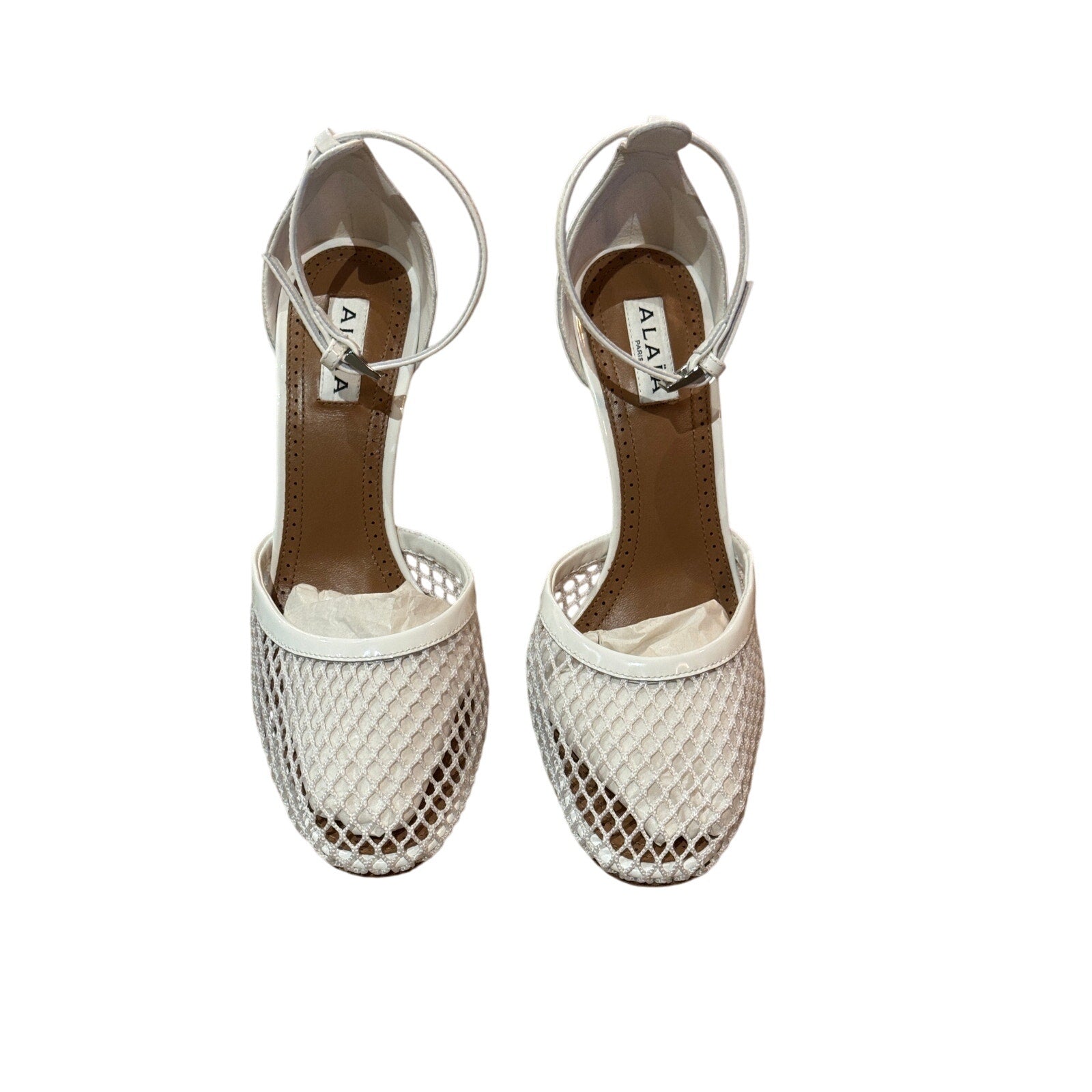 Alaïa 90MM Mesh & Leather Pumps in Blanc Optique | Size 37 | New in Box