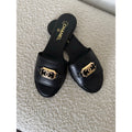 Chanel Black Leather Mules gold CC BNIB SIZE 39.5