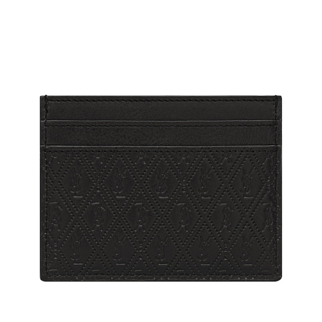 Saint Laurent YSL All Over Monogram Leather Card Holder Black Card Case BNIB