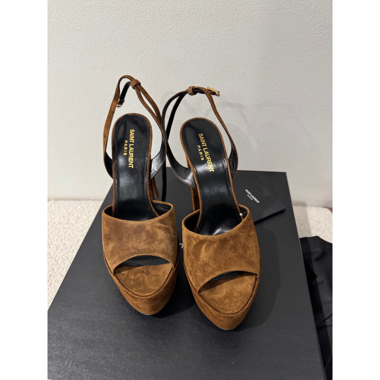 SAINT LAURENT JODIE PLATFORM SANDALS IN SUEDE LAND BNIB 39