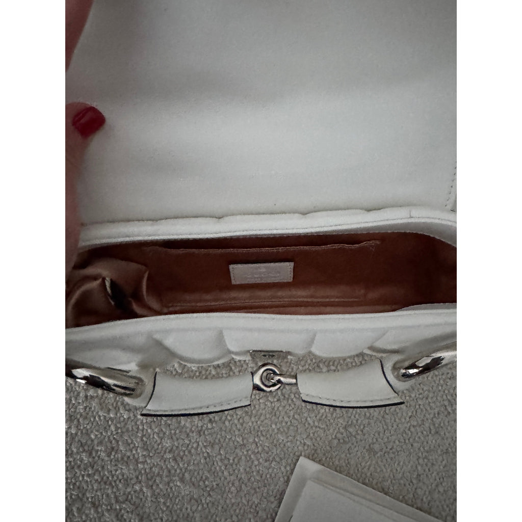 Gucci Small Leather white Horsebit Chain Satchel NWT