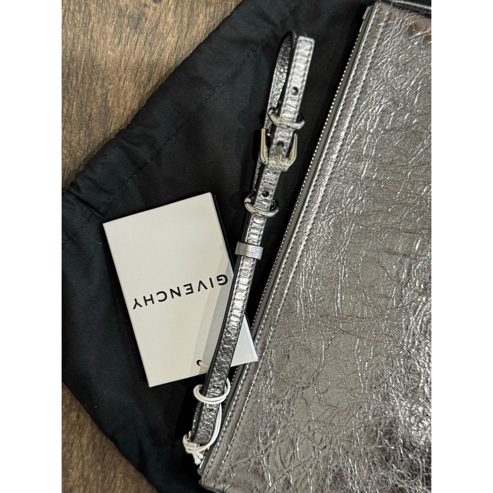 Givenchy Voyou metallic leather pouch NWT