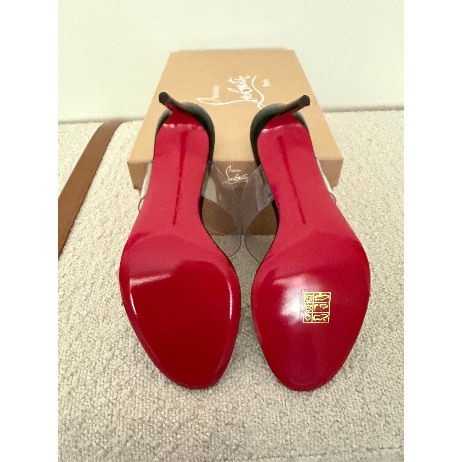 Christian Louboutin Just Loubi Nothing 85 Pvc Women Mules Black NWT 37