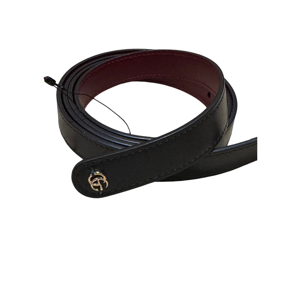 Gucci Reversible Black & Rosso Ancora Leather Belt Size 95 Light Gold Buckle NWOT
