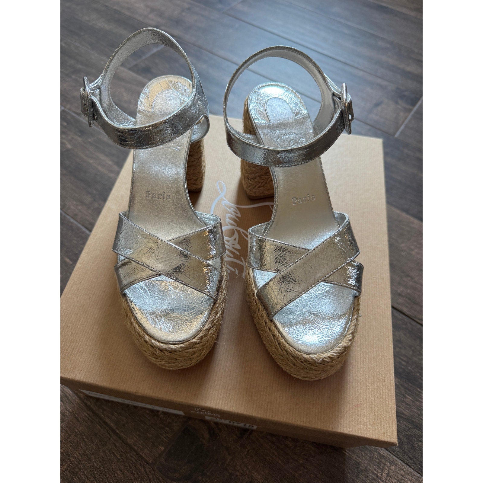 CHRISTIAN LOUBOUTIN Calakala 85 metallic leather espadrille sandals BNIB 38
