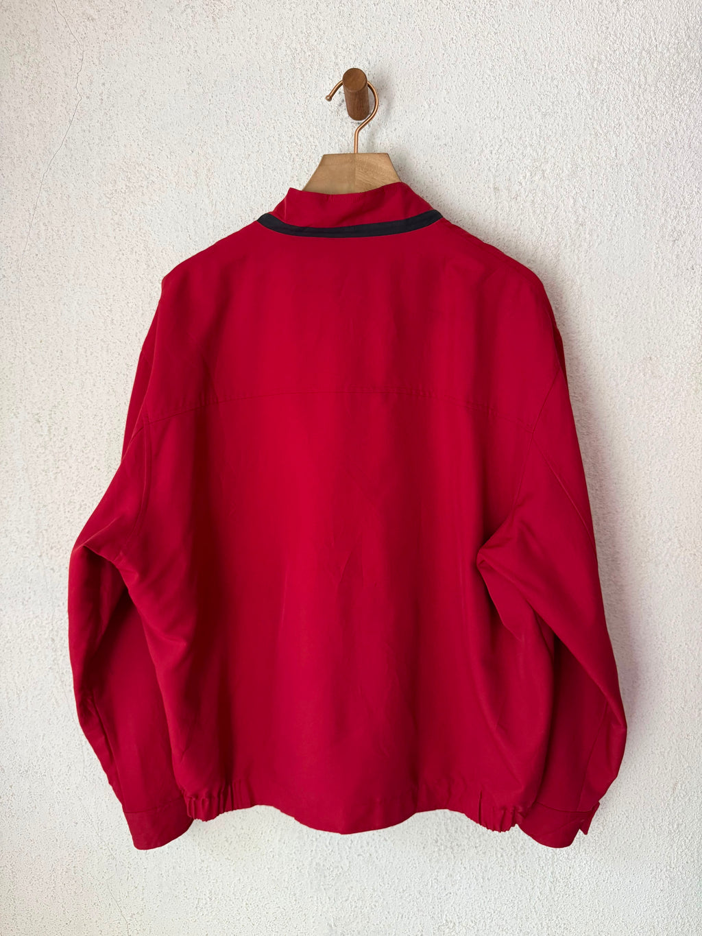 Yves Saint Laurent Vintage 90s Red YSL Logo Windbreaker Jacket Navy Logo Size 110 Oversized