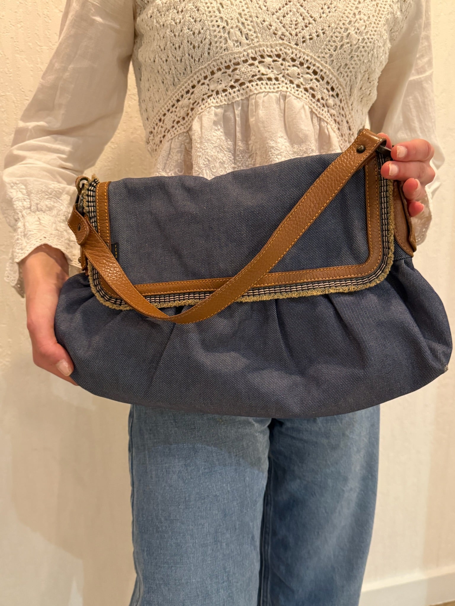 Fendi Large Denim Chef Baga