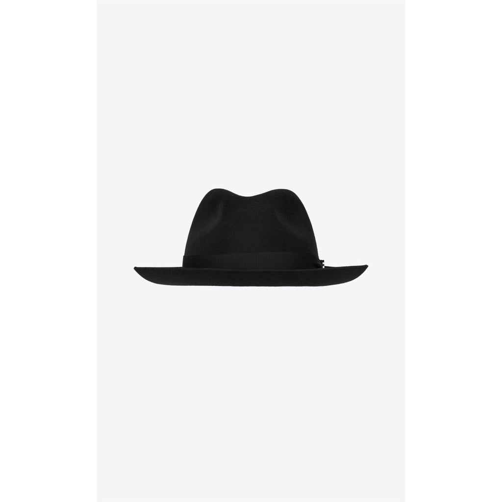 Saint Laurent x Borsalino Federico Black Wool Felt Fedora Hat Size 58 Medium Unisex
