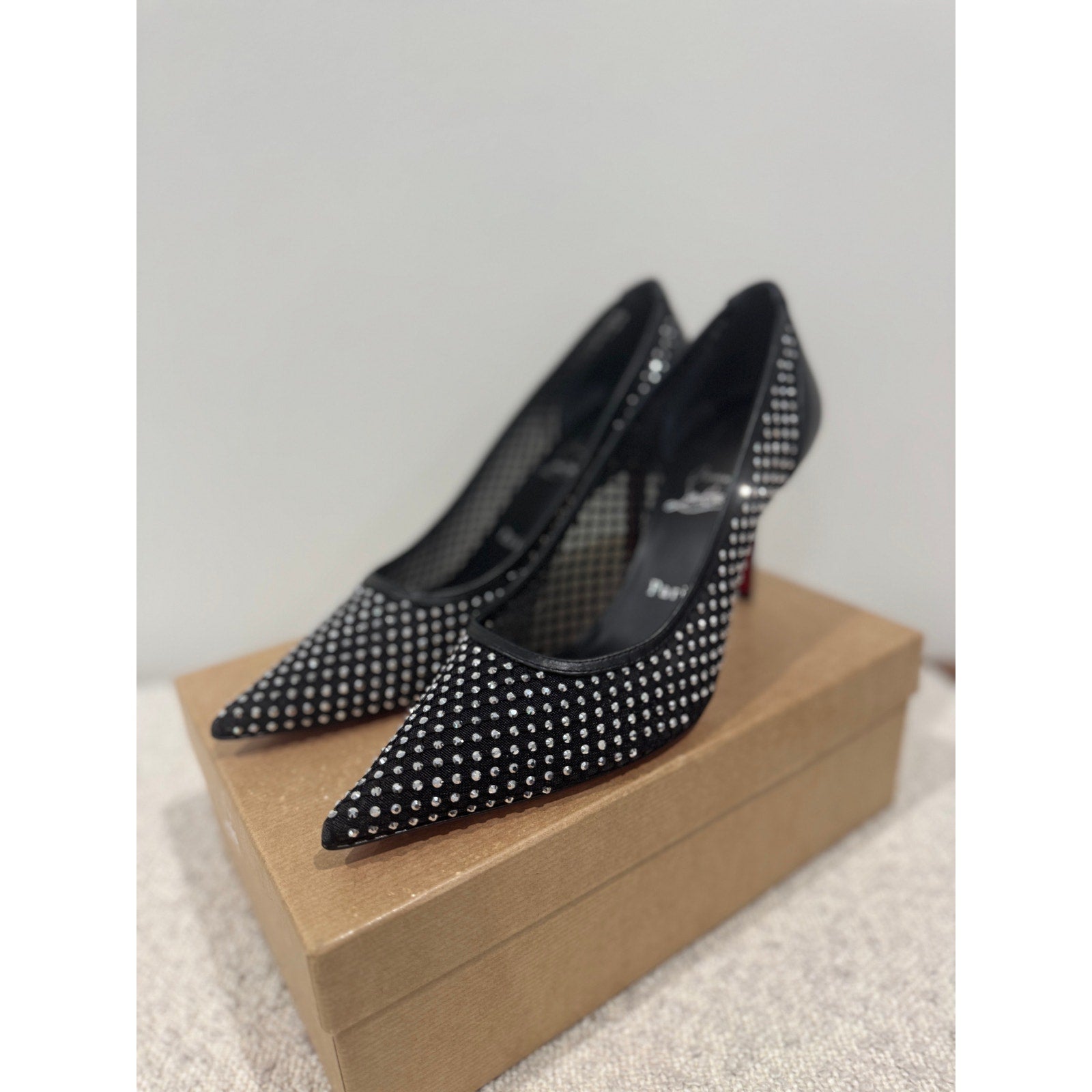 Christian Louboutin Apostropha Mesh Strass Pumps 80mm Black Crystal | New in Box