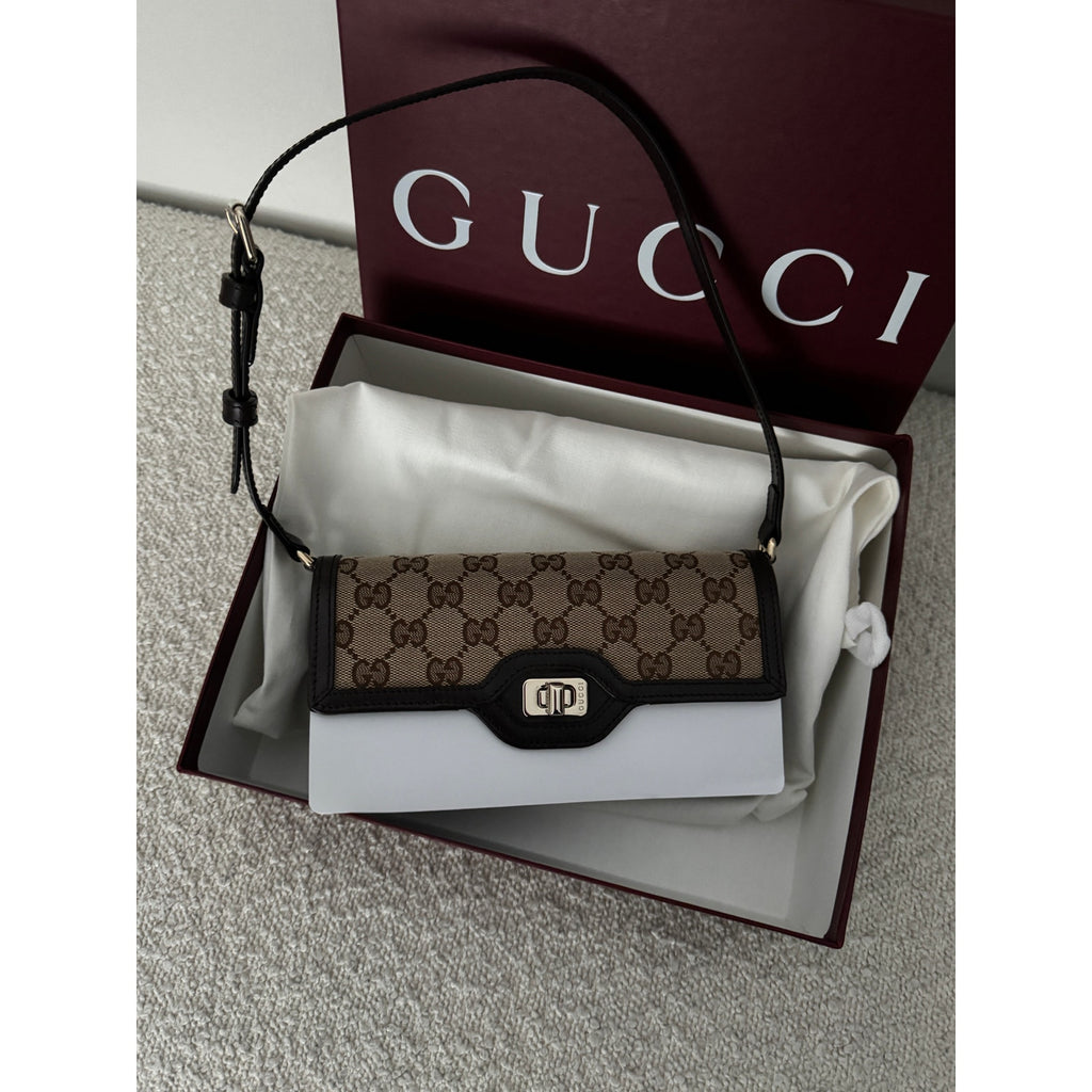 GUCCI GG Monogram Mini Luce Shoulder Bag Beige Ebony NWT