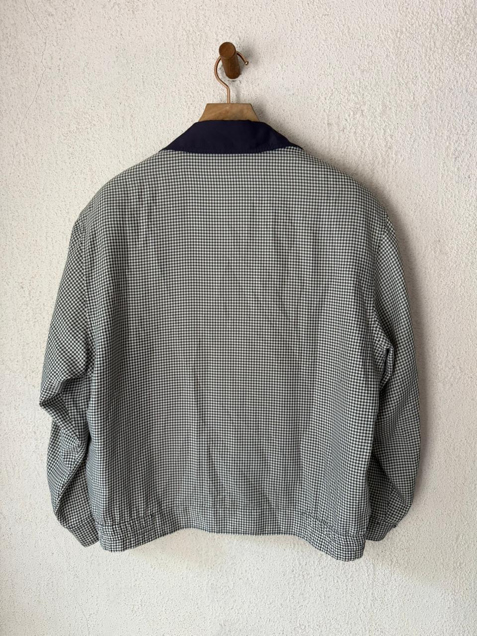Saint Laurent White & Navy Checkered Windbreaker Jacket