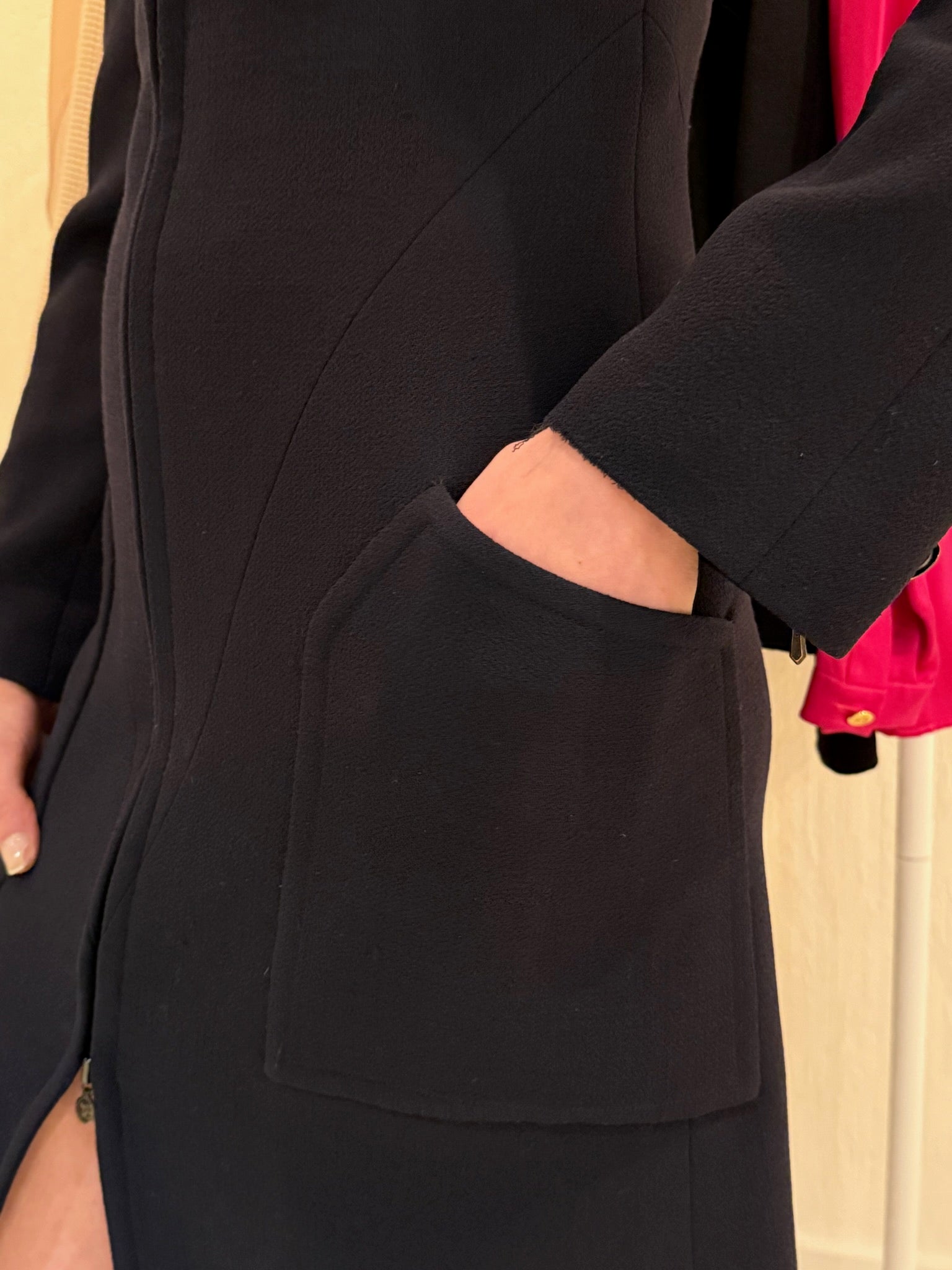 Chanel 1997 Navy Double Zip Coat Dress FR 38 | CC Logo Zippers | Fall 1997 Collection