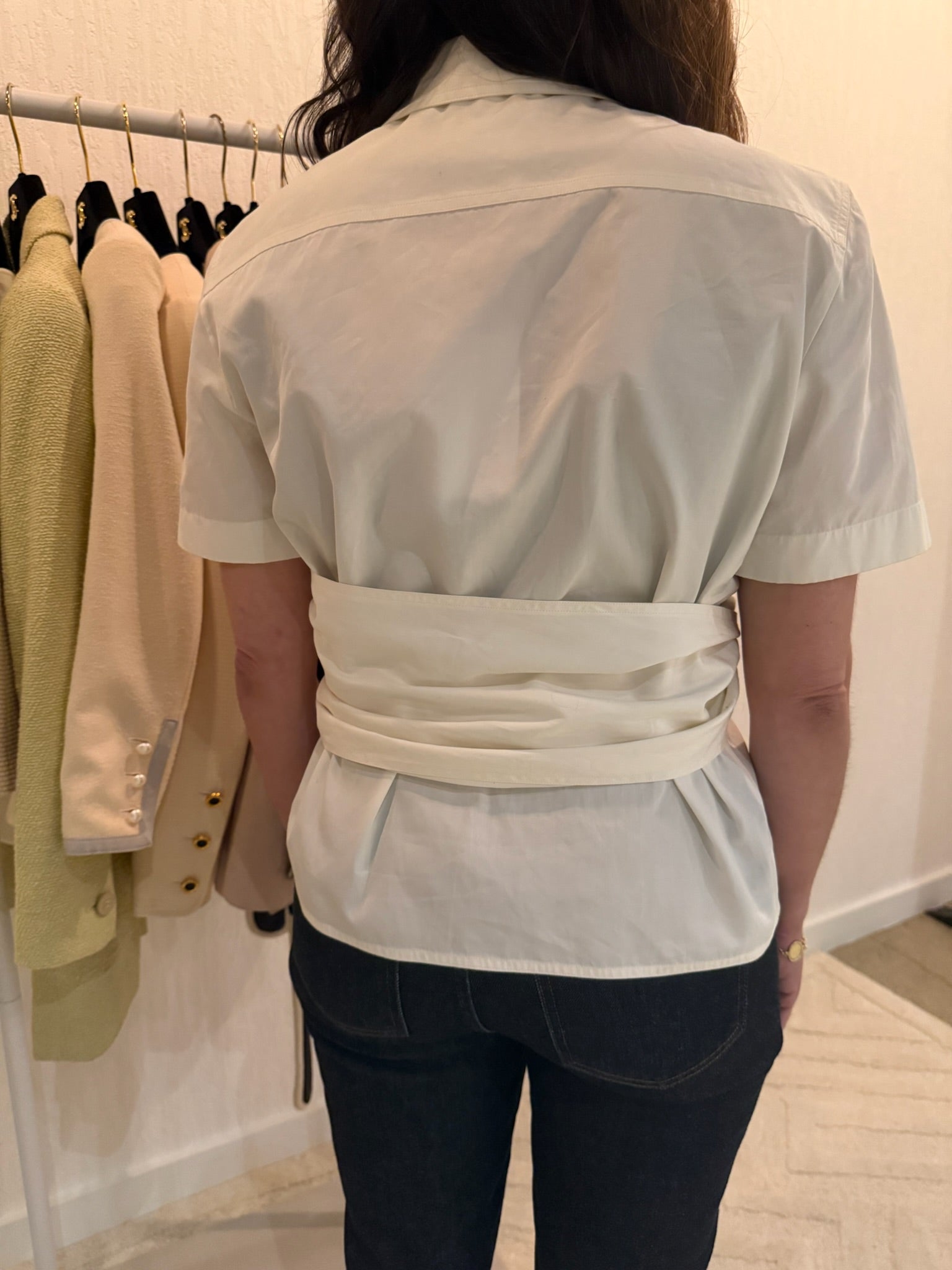 Chanel Spring 2001 Button-Up Top FR40 | Off White Blouse