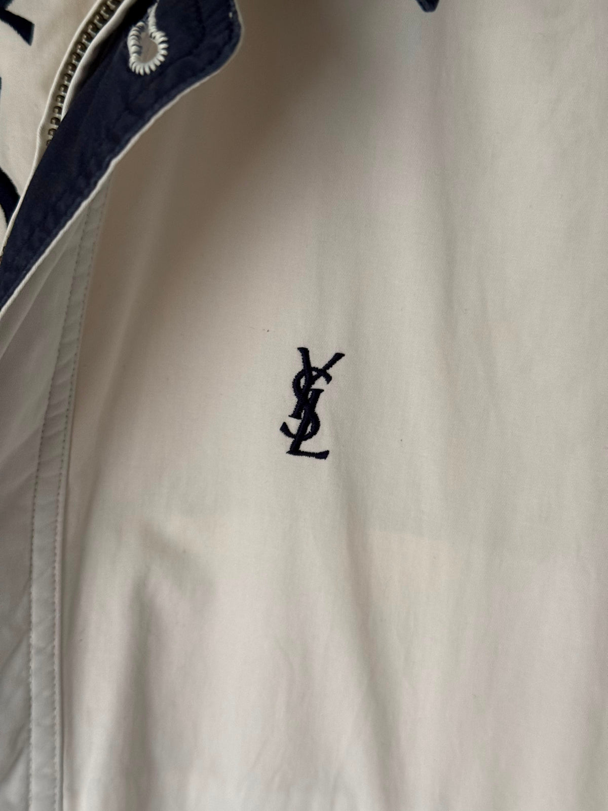 Yves Saint Laurent YSL Vintage Ivory Logo Bomber Windbreaker Jacket Size 90