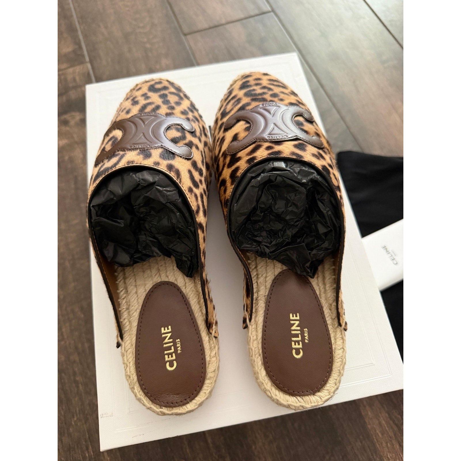 Celine LES ESPADRILLES CELINE MULE IN Leopard Printed Hairy Calfskin Size 39 BNIB