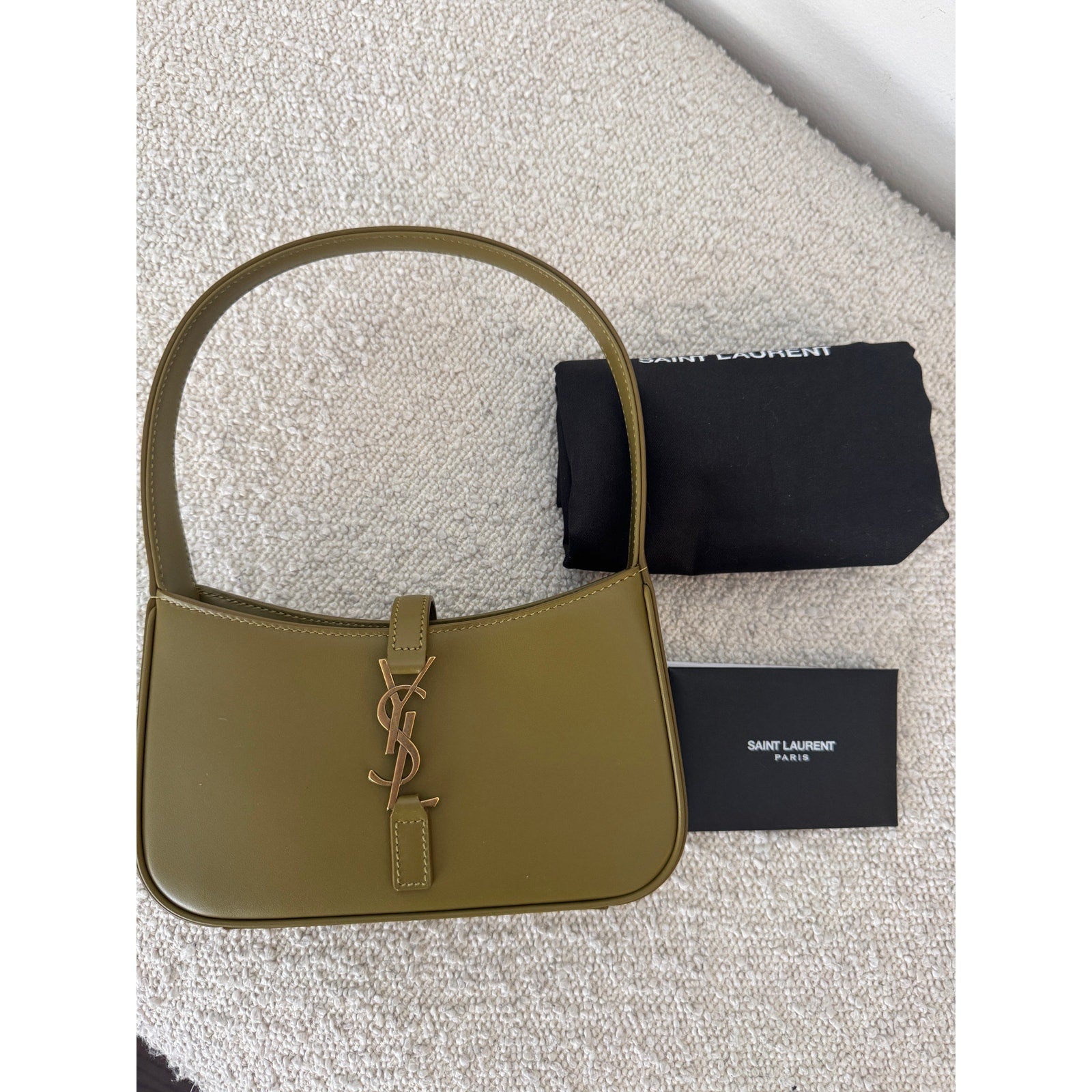 Saint Laurent Le 5 À 7 Mini YSL Shoulder Bag Smooth Leather Vert Olive | NWT