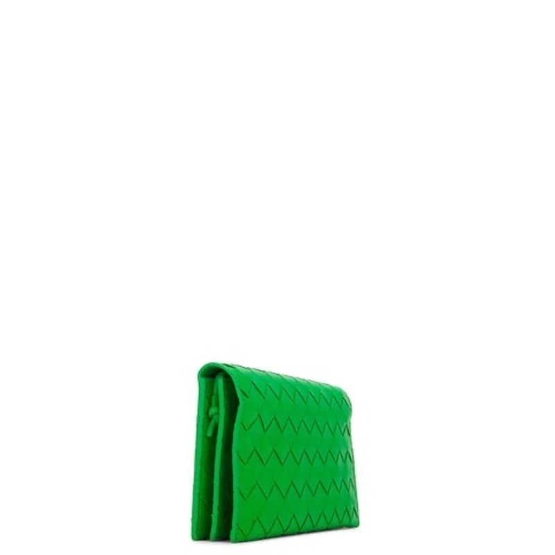 Bottega Veneta Wallet on Strap Parakeet Green & Gold Lambskin Crossbody Bag NWT