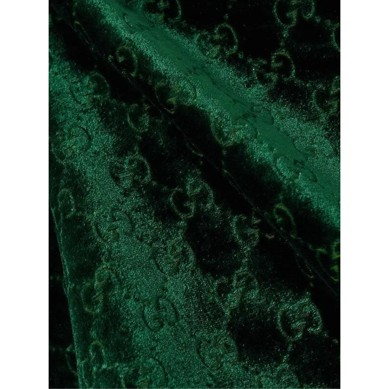 Gucci GG Velvet Devoré Crop Top Dark Green Size 36 NWT $1,100