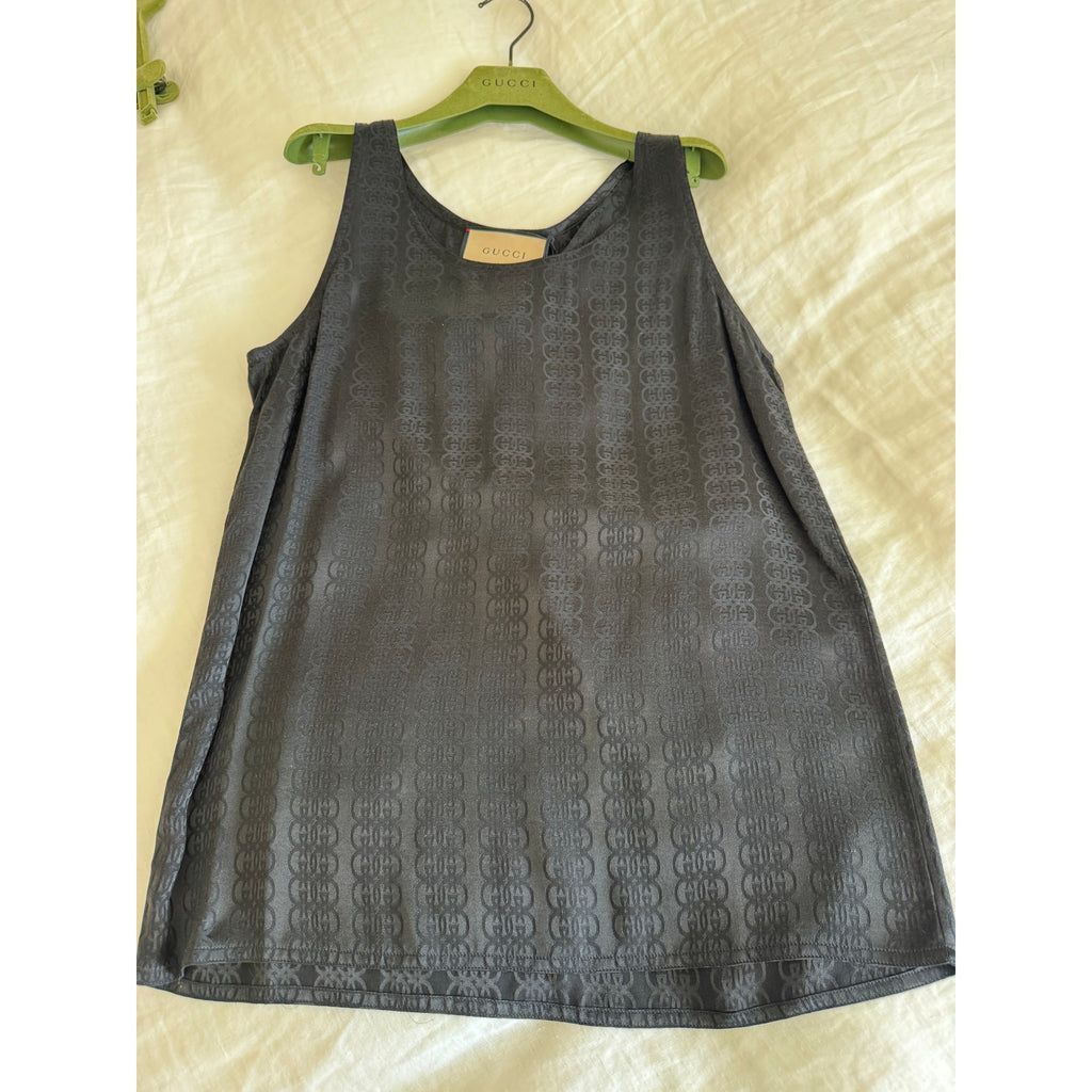 Gucci G Silk crepe Satin Sleeveless Top size Small NWT