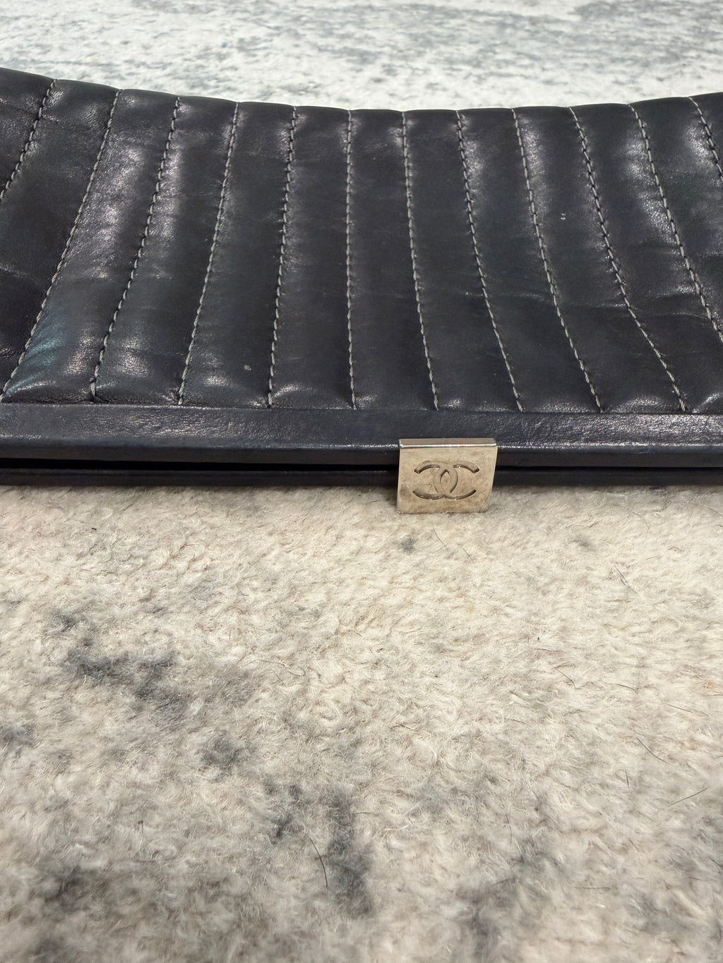 Chanel Black Vertical Quilted Mademoiselle Clutch 2005-2006