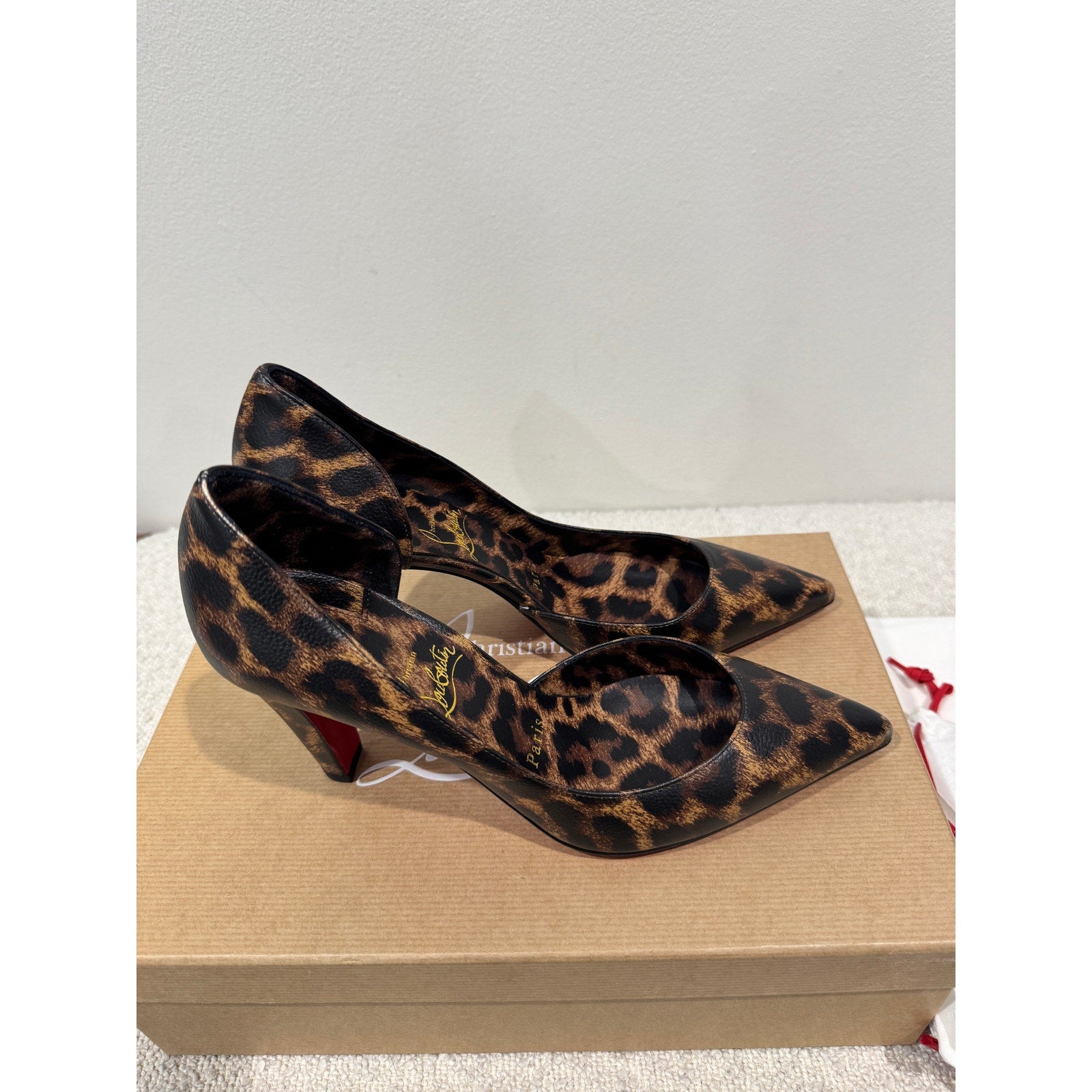 CHRISTIAN LOUBOUTIN Vibella Red-Sole Leopard-Print Leather Pumps 37 BNIB
