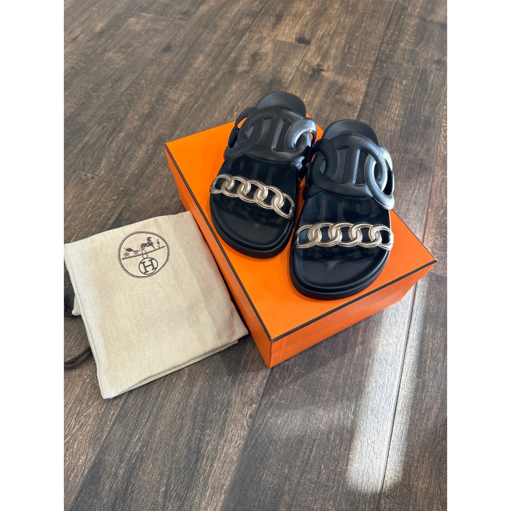 Hermes Extra sandal Size 37 BNIB RARE Metallic