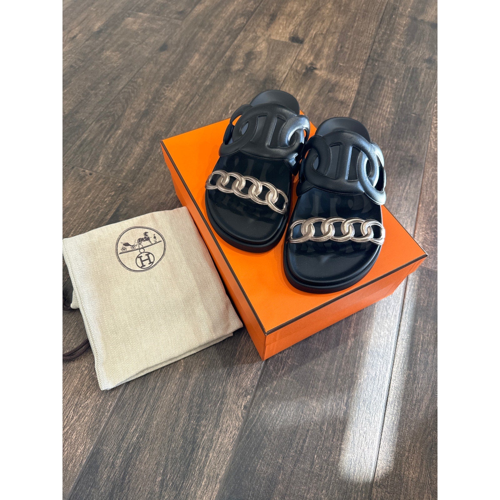 Hermes Extra sandal Size 37 BNIB RARE Metallic