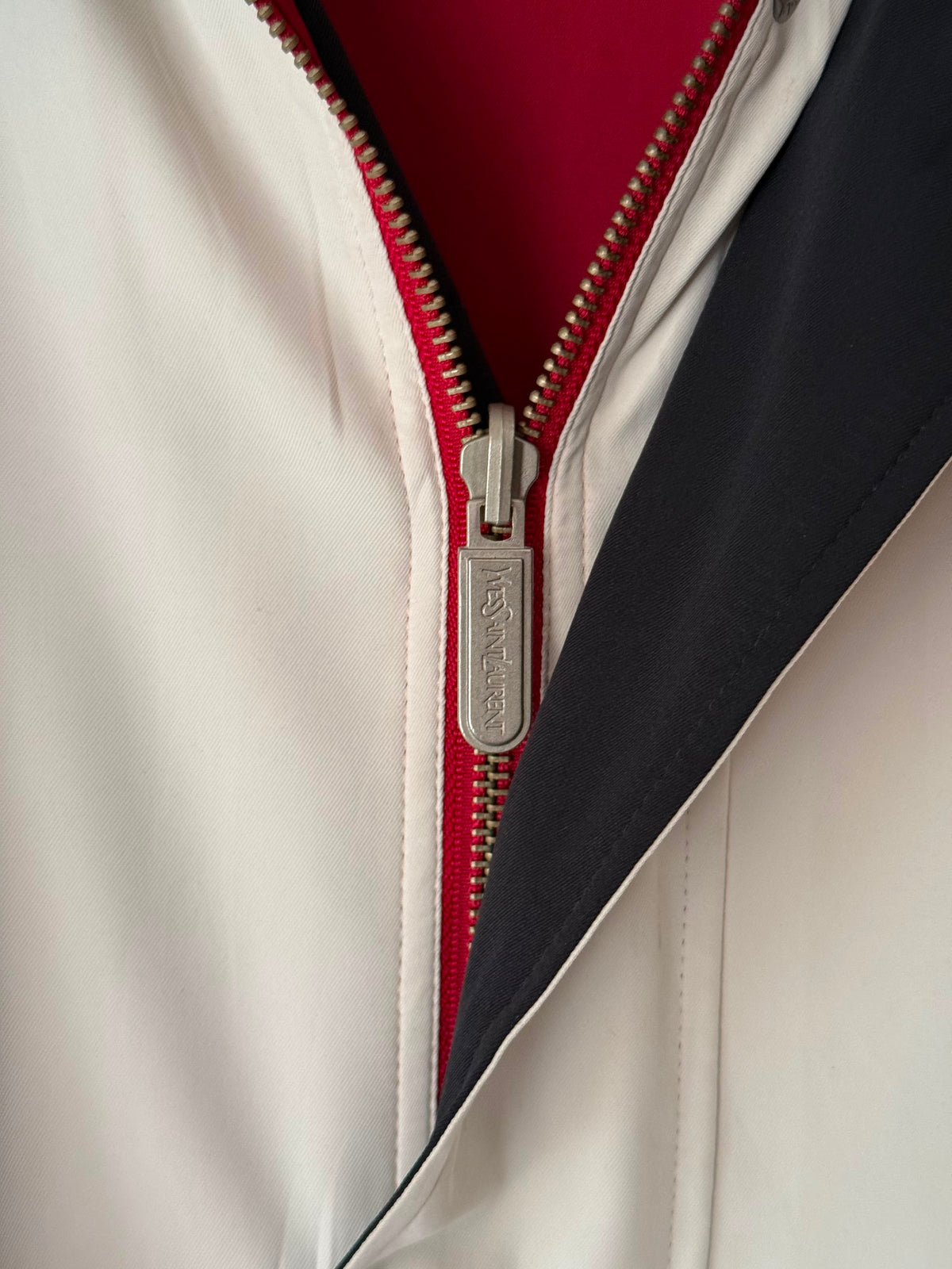 Yves Saint Laurent Vintage Reversible Red White YSL Bomber Windbreaker Jacket Size 105