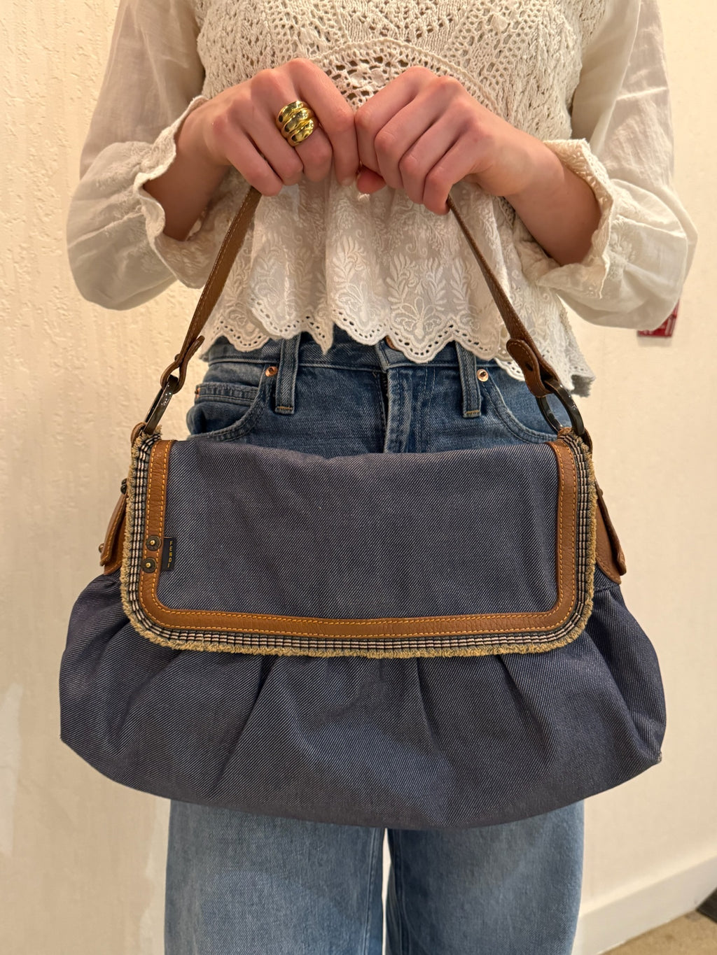 Fendi Large Denim Chef Baga