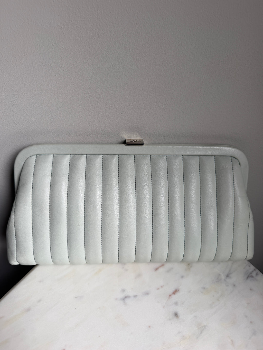 Chanel Mint Green Vertical Quilted Mademoiselle Clutch 2005-2006