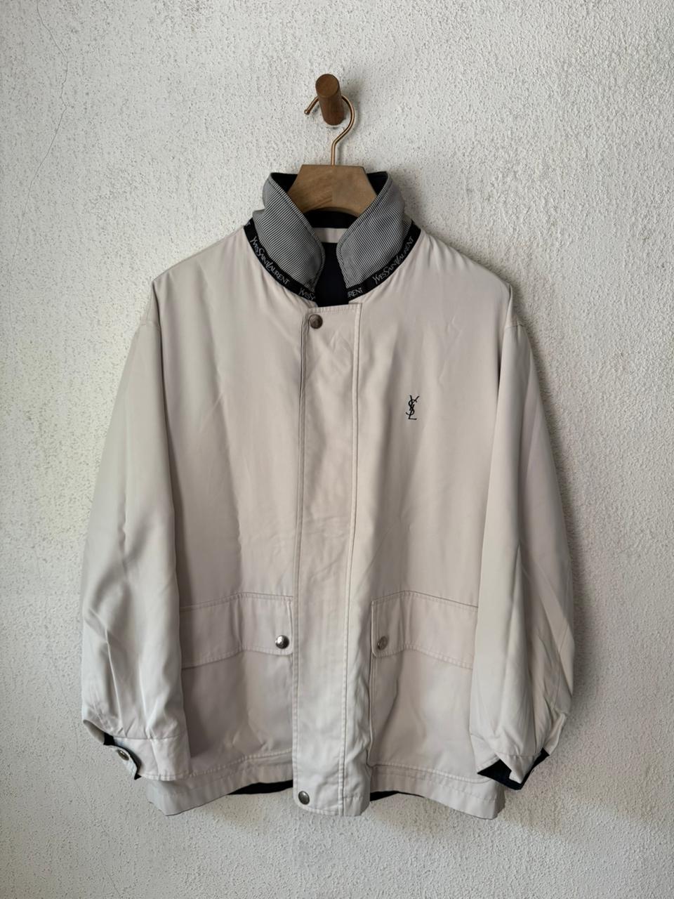 Saint Laurent White / Black Reverisble Windbreaker Jacket