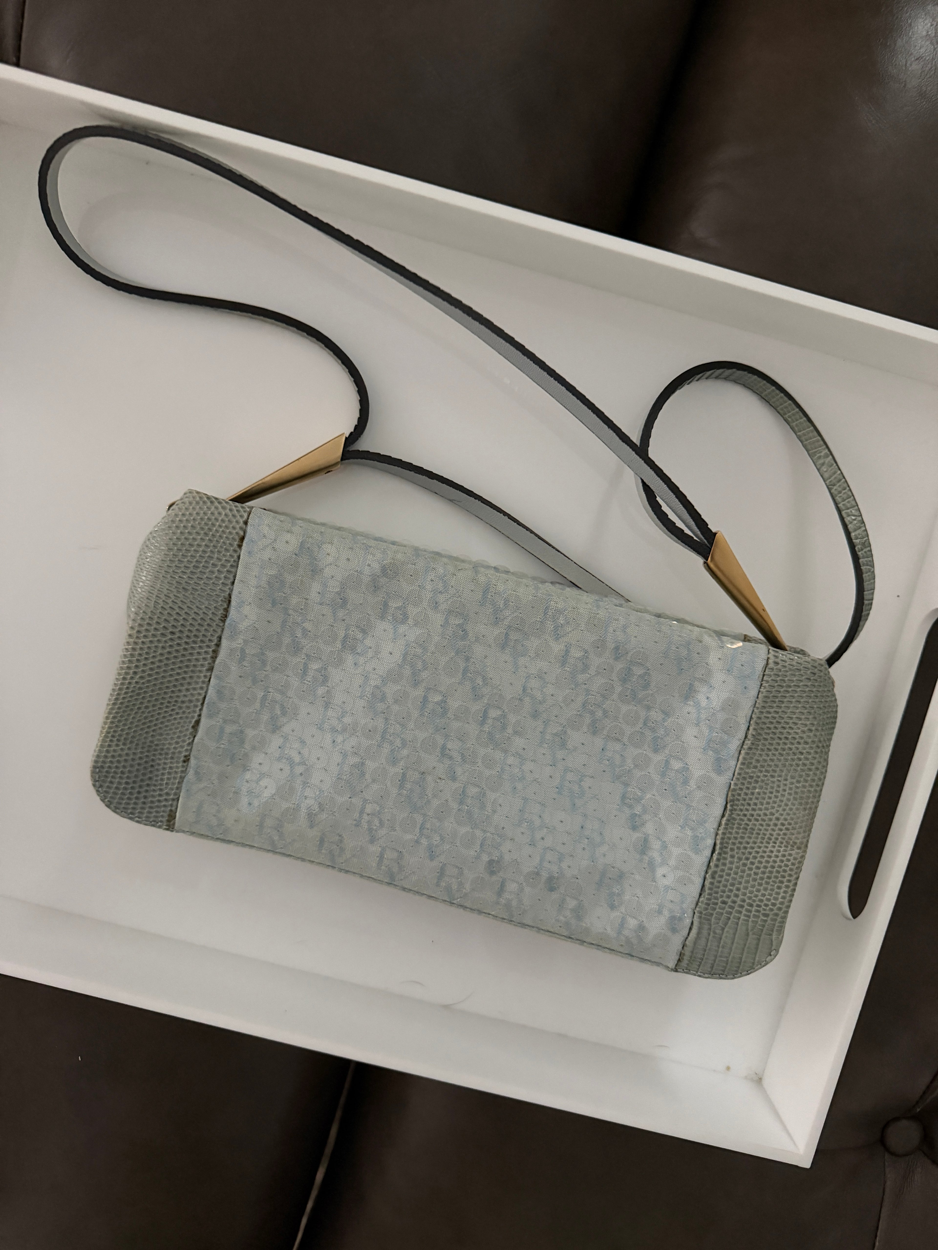 Bottega Veneta Blue Leather Shoulder Bag | Gold Tone Hardware