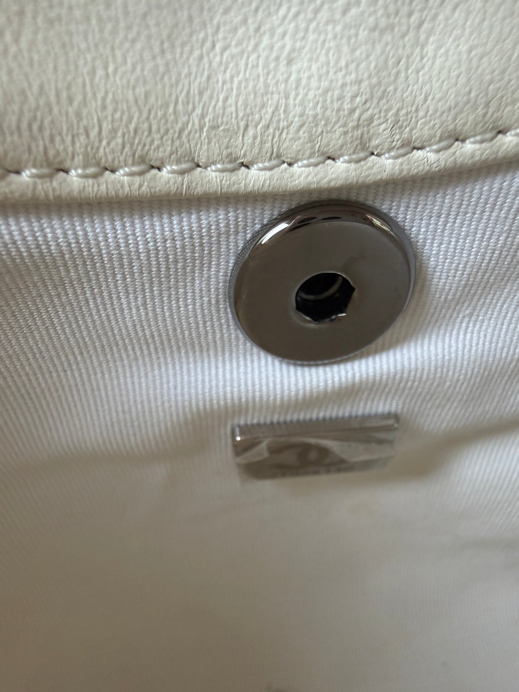 Chanel White Lambskin CC Logo Envelope Clutch Crossbody Bag | Silver Hardware