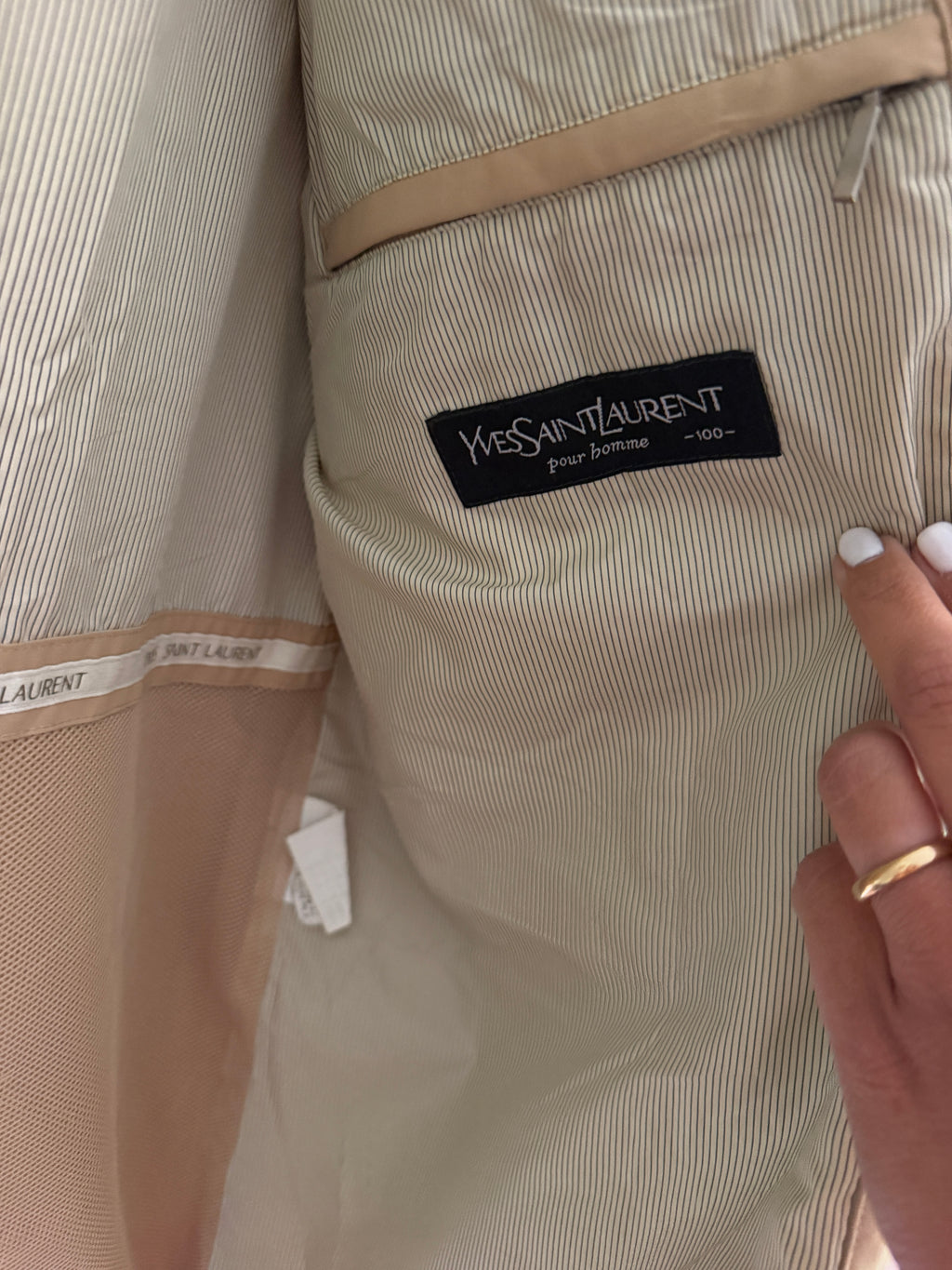 Yves Saint Laurent Vintage YSL Beige Windbreaker Bomber Jacket Size 100