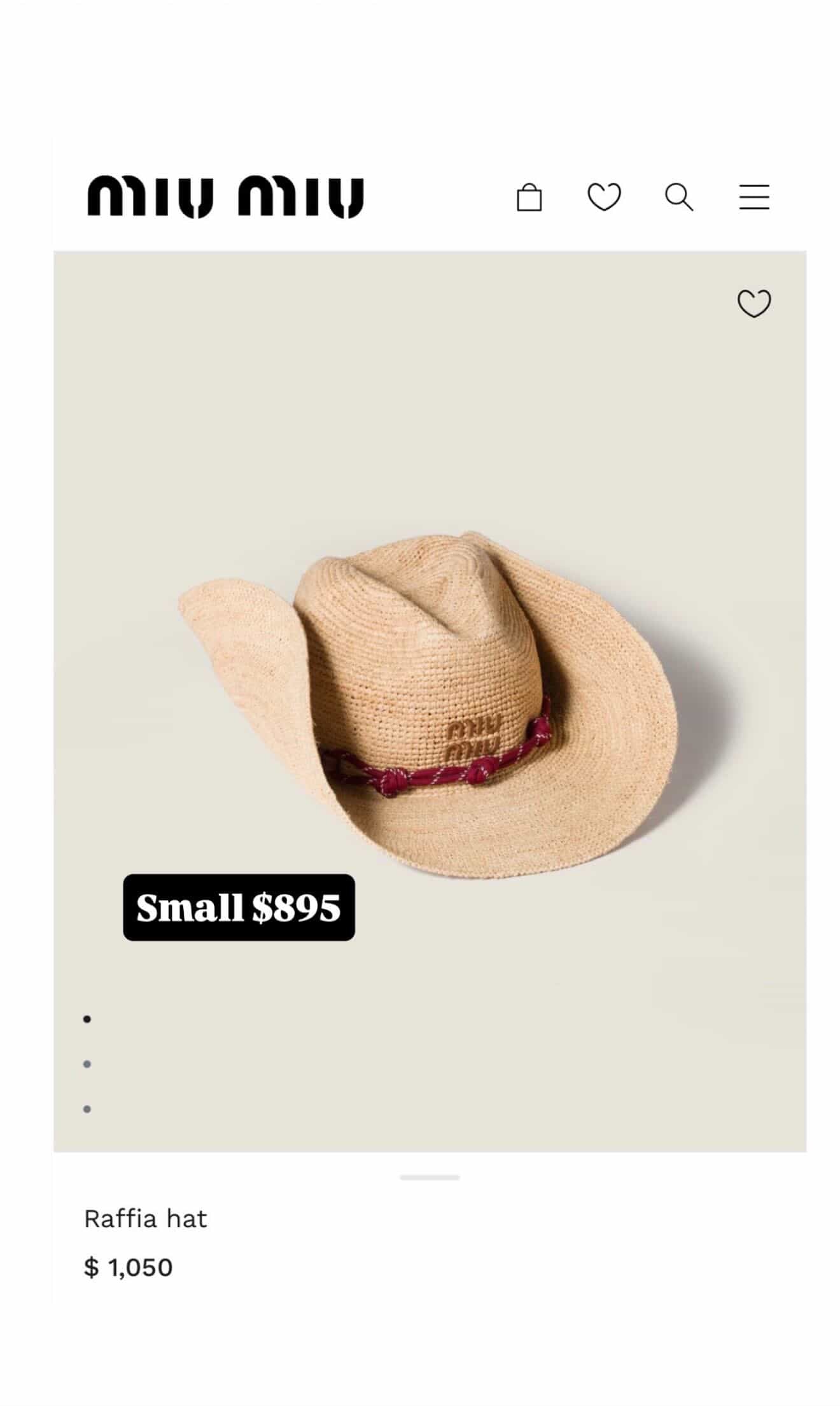 Miu Miu Raffia Hat / Small